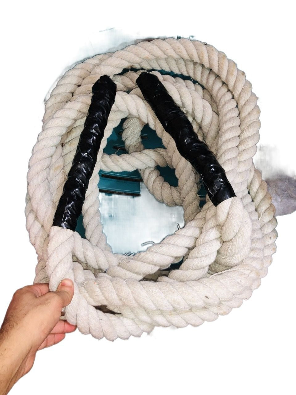 Heavy Battle Rope 1.5" Dia White Cotton Hard Rope in 10ft, 20ft, 30ft