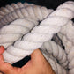 Heavy Battle Rope 1.5" Dia White Cotton Hard Rope in 10ft, 20ft, 30ft