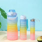 3 Motivational Water Bottle,Leak Proof Time Stamp Drinking Water Bottle Dual Lock With Straw