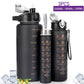 3 Motivational Water Bottle,Leak Proof Time Stamp Drinking Water Bottle Dual Lock With Straw